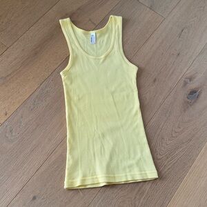 American Apparel Ribbed Cotton Yellow Tank Small